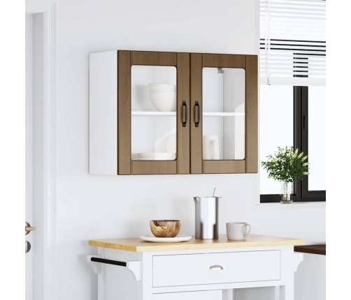 Virtuves Sienas Skapis Ar Stikla Durvīm Lucca Brūna Ozola Vidaxl