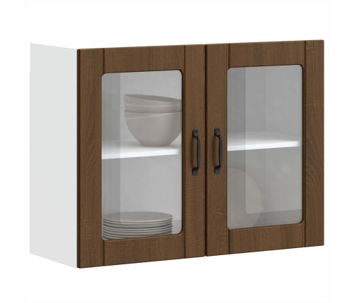 Virtuves Sienas Skapis Ar Stikla Durvīm Lucca Brūna Ozola Vidaxl