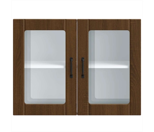 Virtuves Sienas Skapis Ar Stikla Durvīm Lucca Brūna Ozola Vidaxl