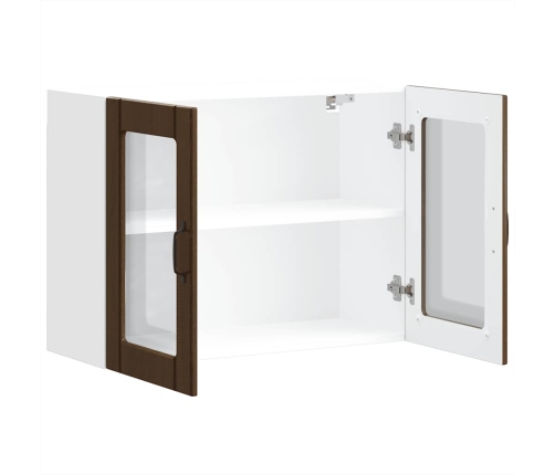 Virtuves Sienas Skapis Ar Stikla Durvīm Lucca Brūna Ozola Vidaxl