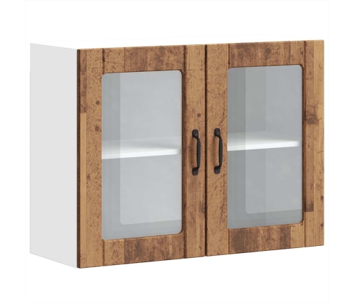 Virtuves Sienas Skapis Ar Stikla Durvīm Lucca Veca Koka Vidaxl
