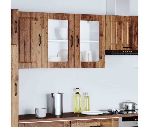 Virtuves Sienas Skapis Ar Stikla Durvīm Lucca Veca Koka Vidaxl