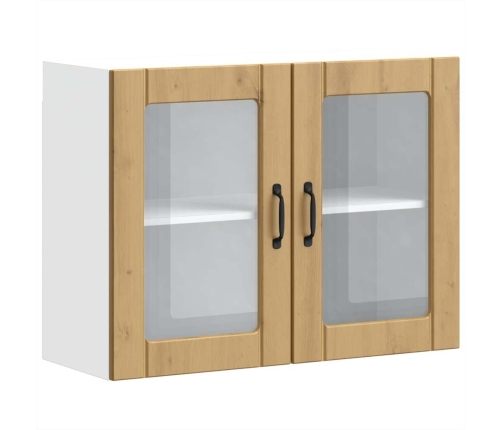 Virtuves Sienas Skapis Ar Stikla Durvīm Lucca Koka Krāsā Vidaxl