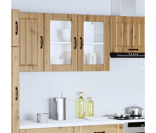 Virtuves Sienas Skapis Ar Stikla Durvīm Lucca Koka Krāsā Vidaxl
