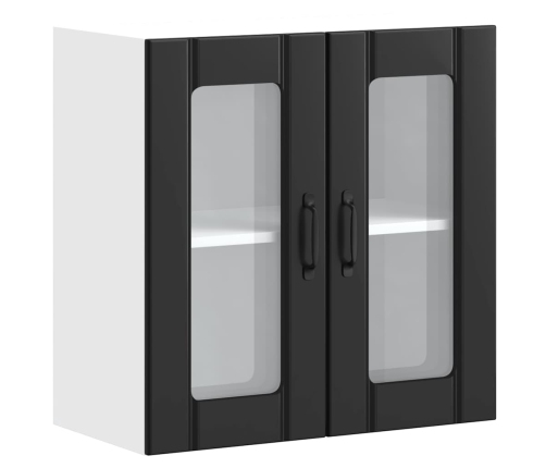 Virtuves Sienas Skapis Ar Stikla Durvīm Lucca Melns Vidaxl