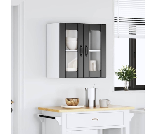 Virtuves Sienas Skapis Ar Stikla Durvīm Lucca Melns Vidaxl