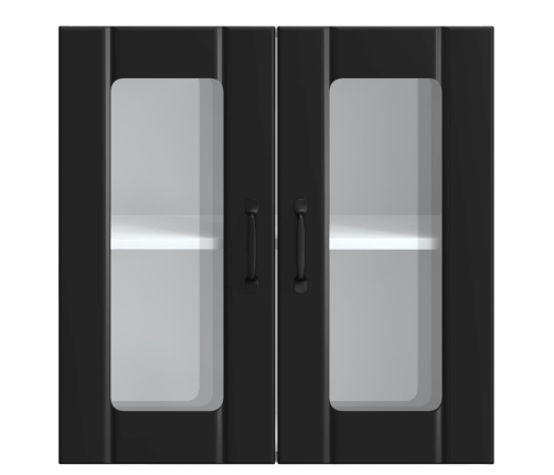 Virtuves Sienas Skapis Ar Stikla Durvīm Lucca Melns Vidaxl