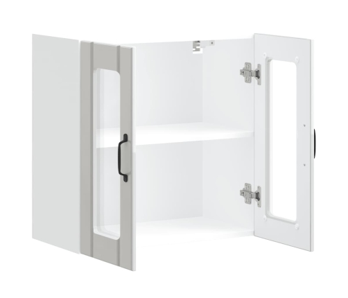 Virtuves Sienas Skapis Ar Stikla Durvīm Lucca Spīdīgi Balta Vidaxl