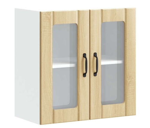 vidaXL virtuves sienas skapis ar stikla durvīm Lucca ozolkoka krāsa