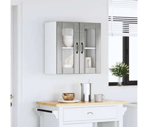 vidaXL virtuves sienas skapis ar stikla durvīm Lucca betona pelēks