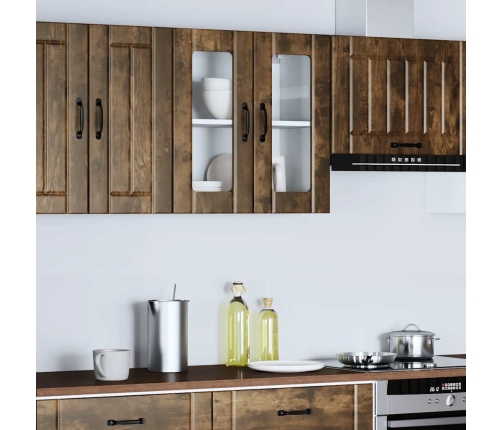 vidaXL virtuves sienas skapis ar stikla durvīm Lucca ozolkoka krāsa