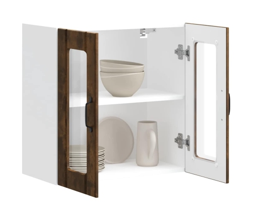 vidaXL virtuves sienas skapis ar stikla durvīm Lucca ozolkoka krāsa