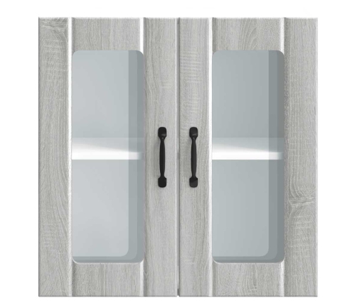 vidaXL virtuves sienas skapis ar stikla durvīm Lucca pelēka koka