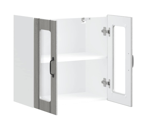 vidaXL virtuves sienas skapis ar stikla durvīm Lucca pelēka koka