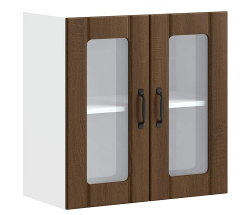 Virtuves Sienas Skapis Ar Stikla Durvīm Lucca Brūna Ozola Vidaxl