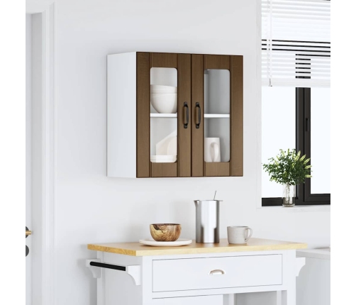 Virtuves Sienas Skapis Ar Stikla Durvīm Lucca Brūna Ozola Vidaxl