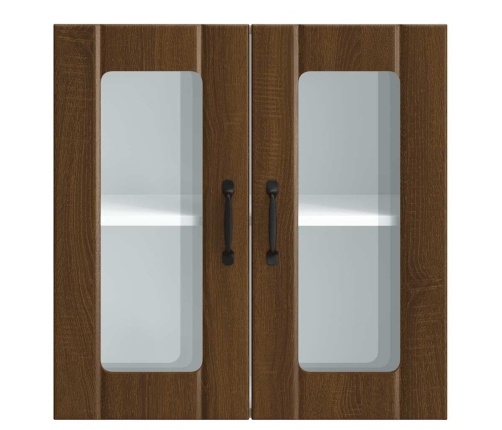 Virtuves Sienas Skapis Ar Stikla Durvīm Lucca Brūna Ozola Vidaxl