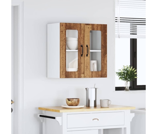 Virtuves Sienas Skapis Ar Stikla Durvīm Lucca Veca Koka Vidaxl