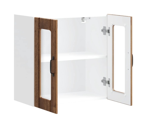 Virtuves Sienas Skapis Ar Stikla Durvīm Lucca Veca Koka Vidaxl