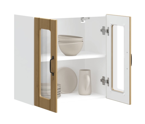 Virtuves Sienas Skapis Ar Stikla Durvīm Lucca Koka Krāsā Vidaxl