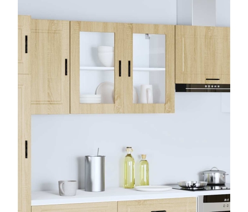 vidaXL virtuves sienas skapis ar stikla durvīm Porto ozolkoka krāsa