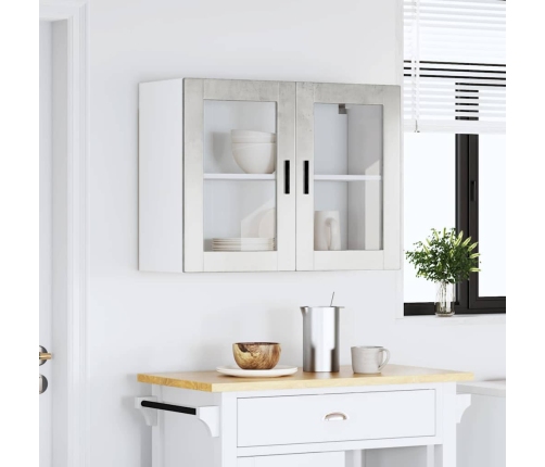 vidaXL virtuves sienas skapis ar stikla durvīm Porto betona pelēks