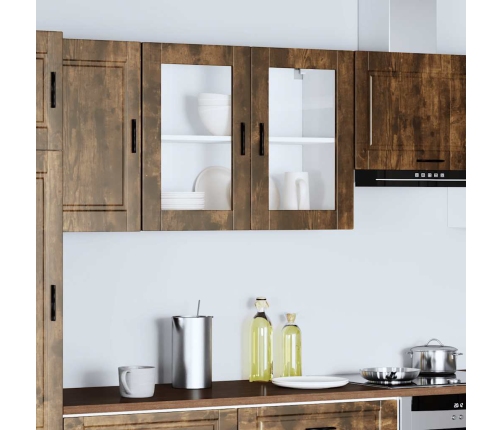 vidaXL virtuves sienas skapis ar stikla durvīm Porto ozolkoka krāsa