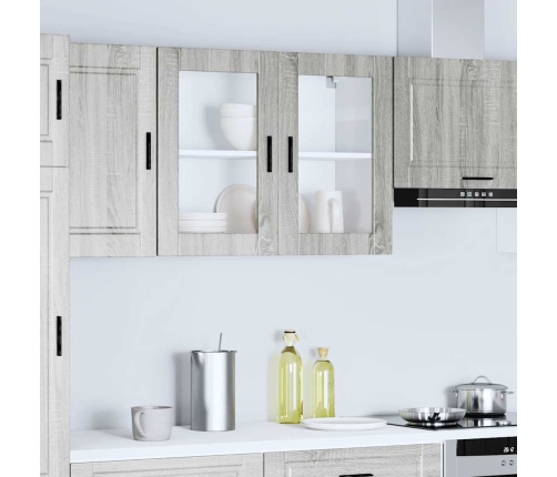 vidaXL virtuves sienas skapis ar stikla durvīm Porto pelēka ozola