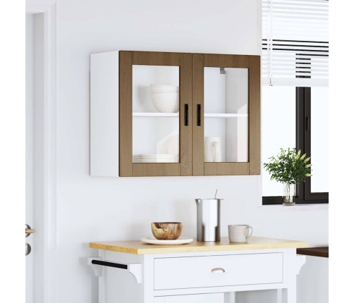 Virtuves Sienas Skapis Ar Stikla Durvīm Porto Brūna Ozolkoka Vidaxl