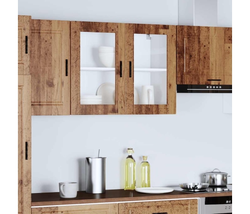 Virtuves Sienas Skapis Ar Stikla Durvīm Porto Veci Dēļi Vidaxl