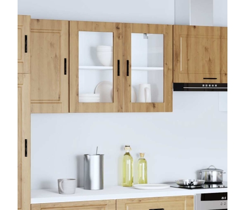 Virtuves Sienas Skapis Ar Stikla Durvīm Porto Koka Krāsā Vidaxl