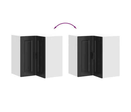 Virtuves Sienas Stūra Skapis, Porto, Melns, Inženierijas Koks Vidaxl