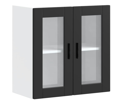 vidaXL virtuves sienas skapis ar stikla durvīm Porto melns