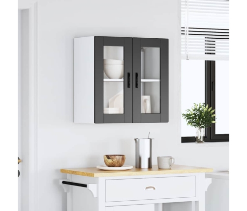 vidaXL virtuves sienas skapis ar stikla durvīm Porto melns