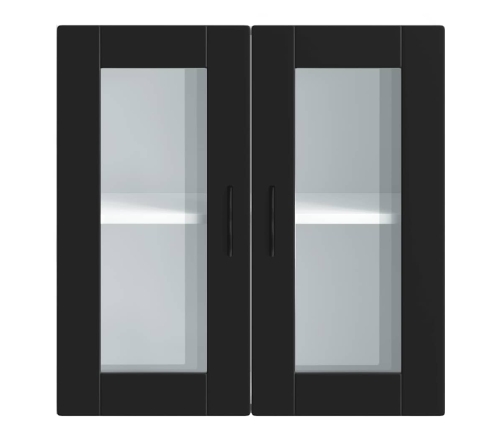 vidaXL virtuves sienas skapis ar stikla durvīm Porto melns