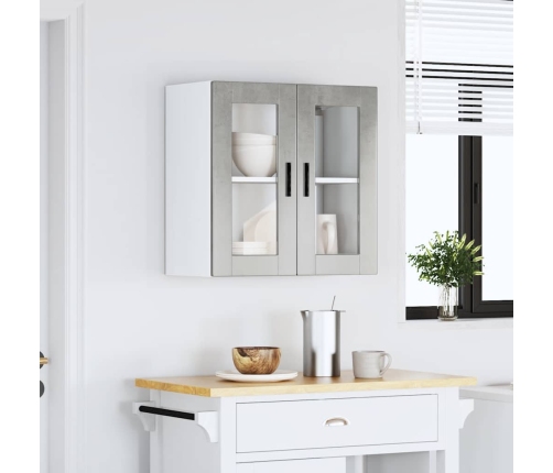 Virtuves Sienas Skapis Ar Stikla Durvīm Porto Betona Pelēks Vidaxl