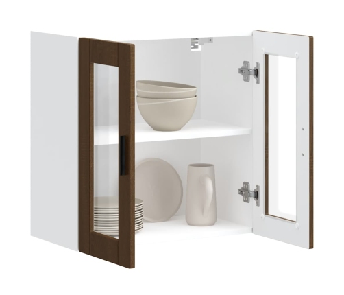 vidaXL virtuves sienas skapis ar stikla durvīm Porto brūna ozolkoka