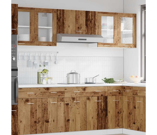 Virtuves Sienas Skapis Ar Stikla Durvīm Veca Koka 60X31X60 Cm Vidaxl