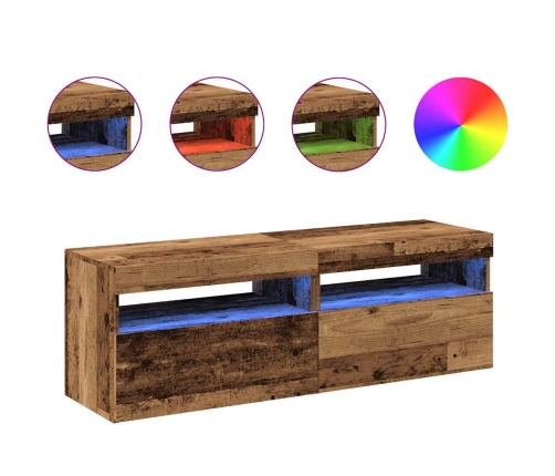 2-Daļīgs Televizora Skapja Komplekts Ar Led Gaismām Old Wood Vidaxl