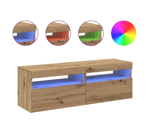 2-Daļīgs Televizora Skapja Komplekts Ar Led Gaismām Artisan Oak Vidaxl