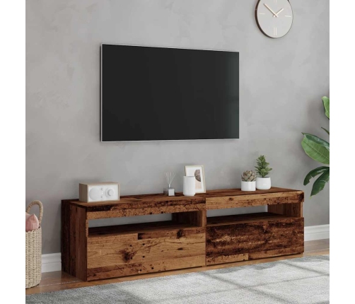 vidaXL TV plaukti ar LED lampiņām 2 gab. veca koka inženierijas koks