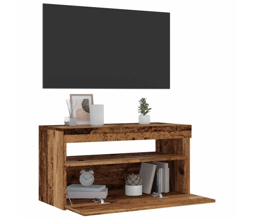 vidaXL TV plaukti ar LED lampiņām 2 gab. veca koka inženierijas koks