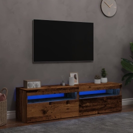 2-Daļīgs Televizora Skapja Komplekts Ar Led Gaismām Old Wood Vidaxl