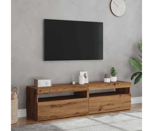 vidaXL TV plaukti ar LED lampiņām 2 gab. koka krāsa inženierijas koks