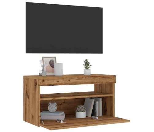 vidaXL TV plaukti ar LED lampiņām 2 gab. koka krāsa inženierijas koks