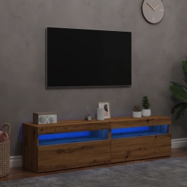 2-Daļīgs Televizora Skapja Komplekts Ar Led Gaismām Artisan Oak Vidaxl