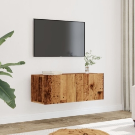 2 Daļ. Sienas Televizora Skapja Komplekts Old Wood 80X30X30 Cm Vidaxl