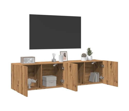 vidaXL sienas TV skapīši, 2 gab., koka krāsa, 80x30x41 cm