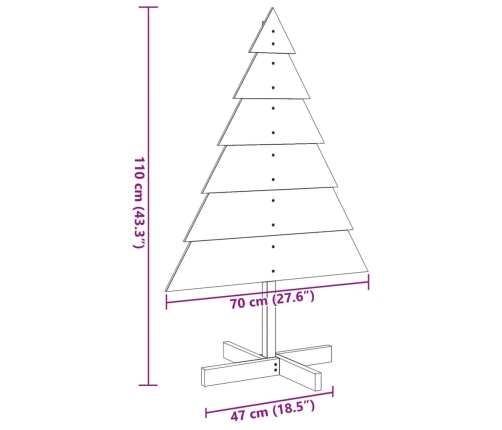 vidaXL koka Ziemassvētku eglīte dekorēšanai, 110 cm, masīvkoks