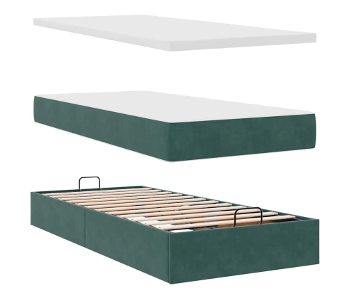 vidaXL Osmaņu gultas rāmis ar matračiem tumši zaļš 180x200cm audums